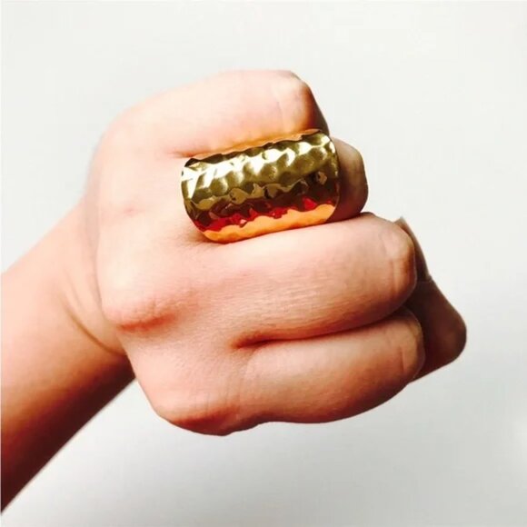 Bondhu Jewelry - Hammered Gold Statement Ring